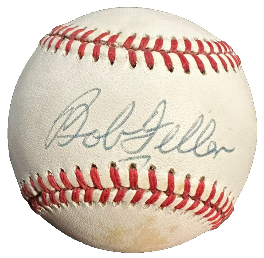 Bob Feller Autographed Official American League Baseball HOF Indians
