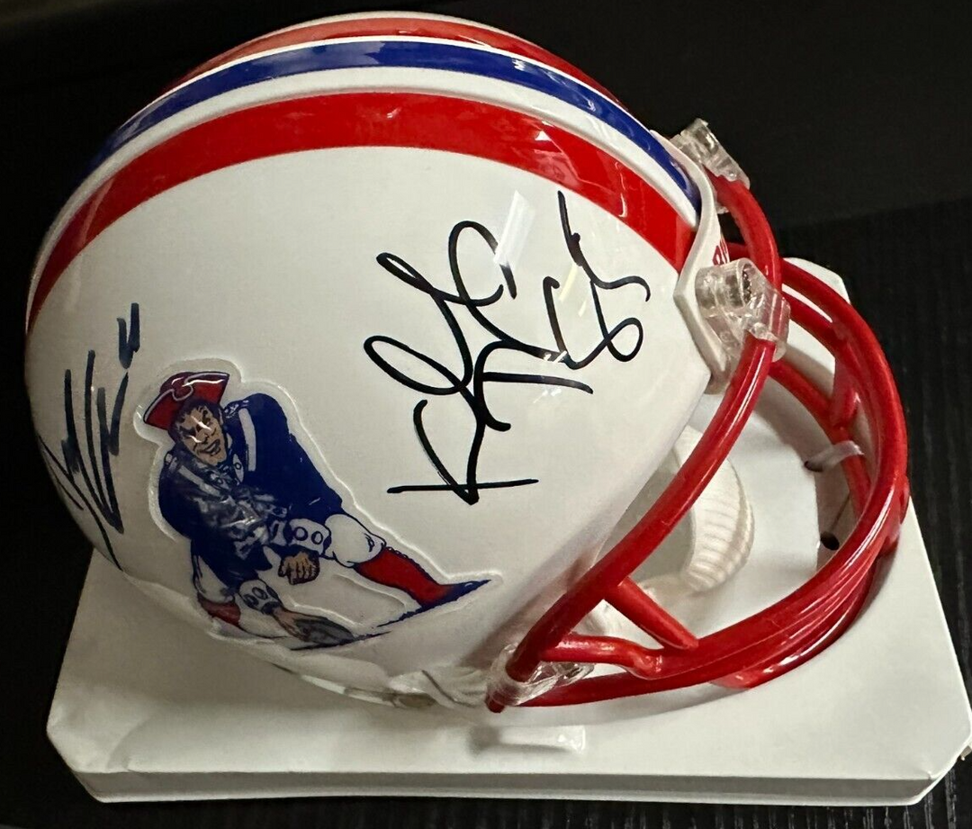2014 Patriots Wide Receivers Signed Mini Helmet Edleman Amendola LaFell Tompkins