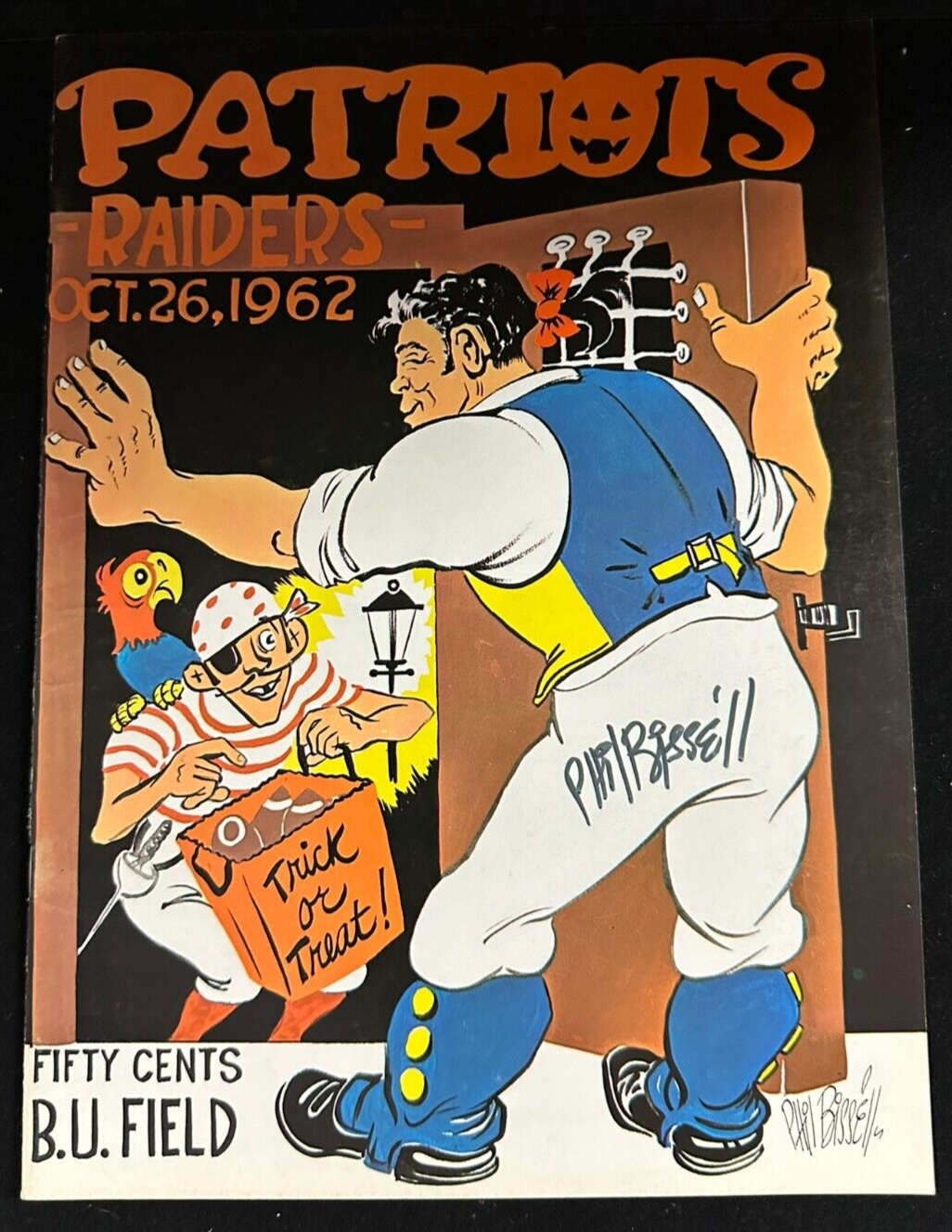Phil Bissell Autographed Oct 26, 1962 Boston Patriots Vs Raiders Program AFL