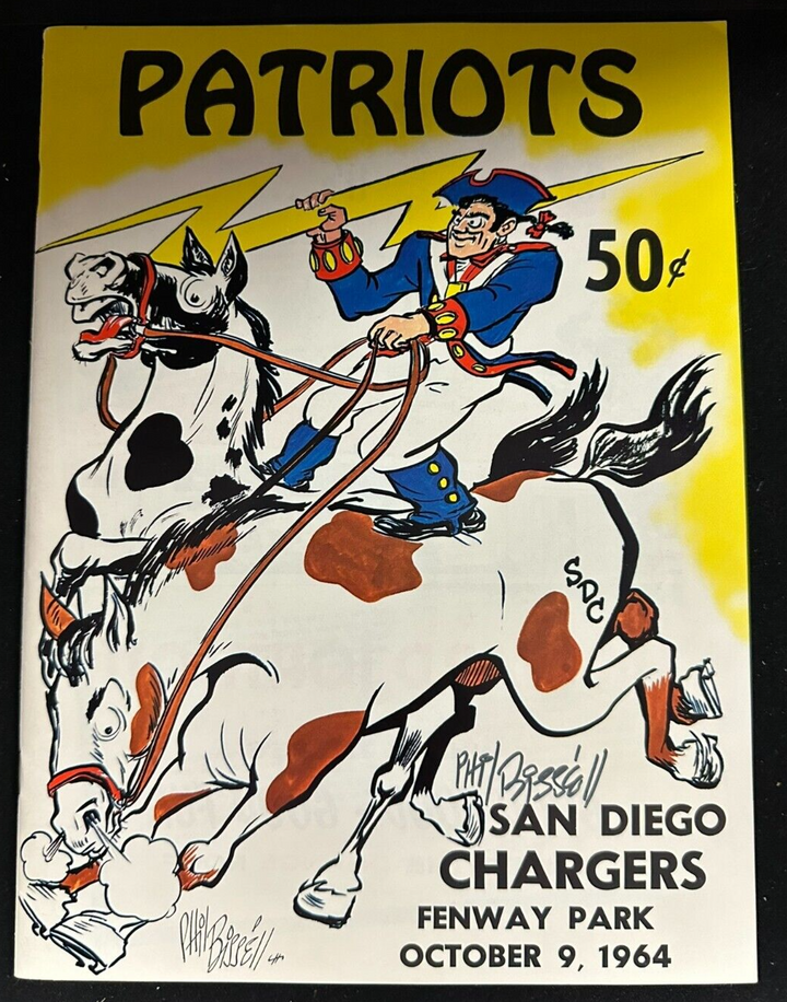 Phil Bissell Autographed Oct 9, 1964 Boston Patriots Vs Chargers Program AFL