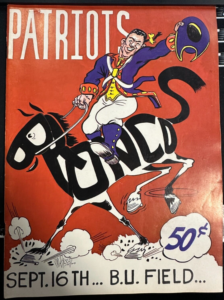 Sept 16, 1961 Boston Patriots & Denver Broncos Program & Ticket Stub AFL