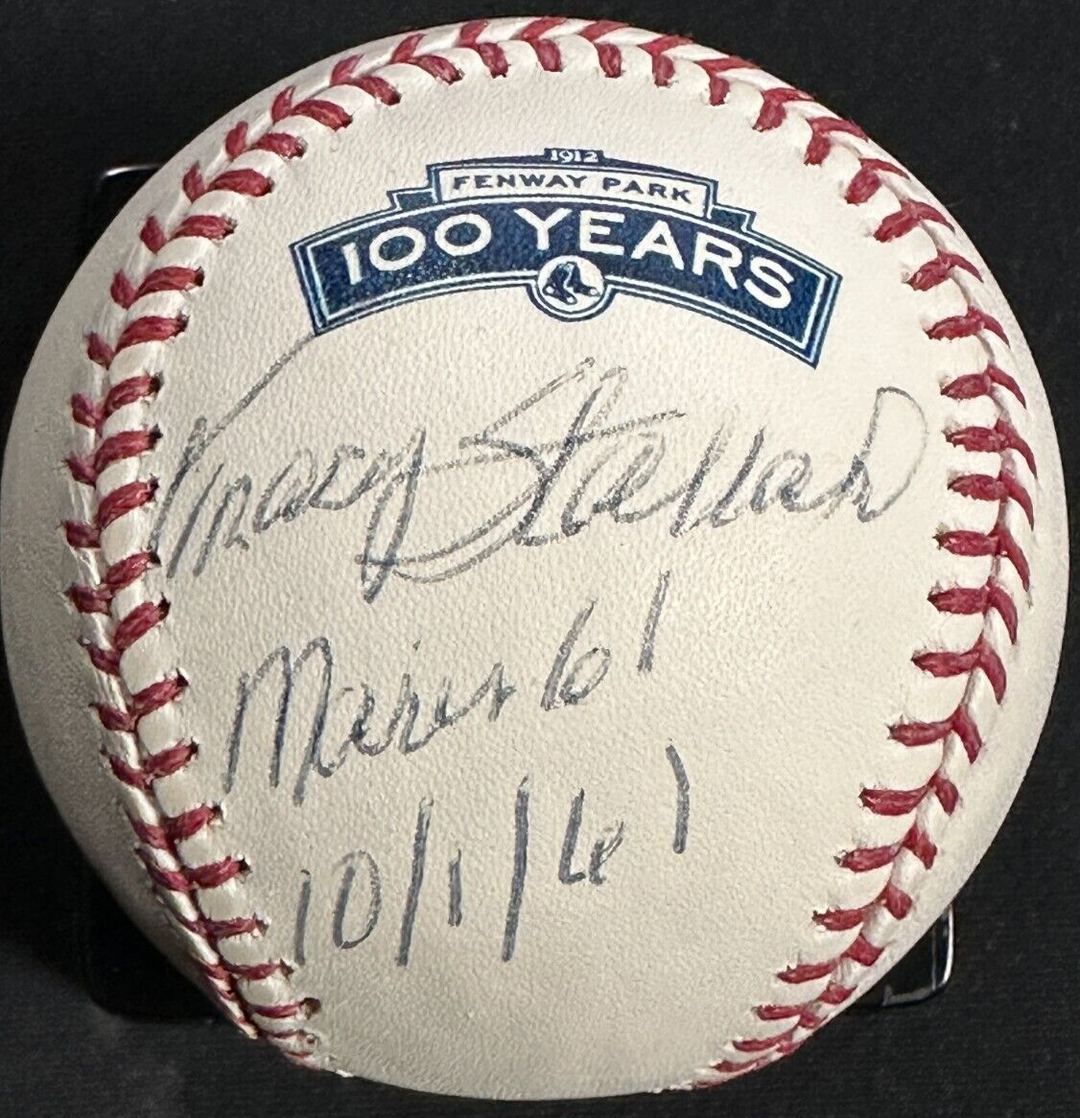 Tracy Stallard Autographed Fenway Park 100th Anniversary Baseball Red Sox