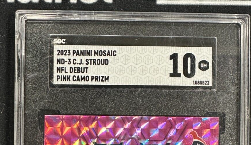 2023 Panini Mosaic C J Stroud NFL Debut Pink Camo SGC 10 GEM MINT RC