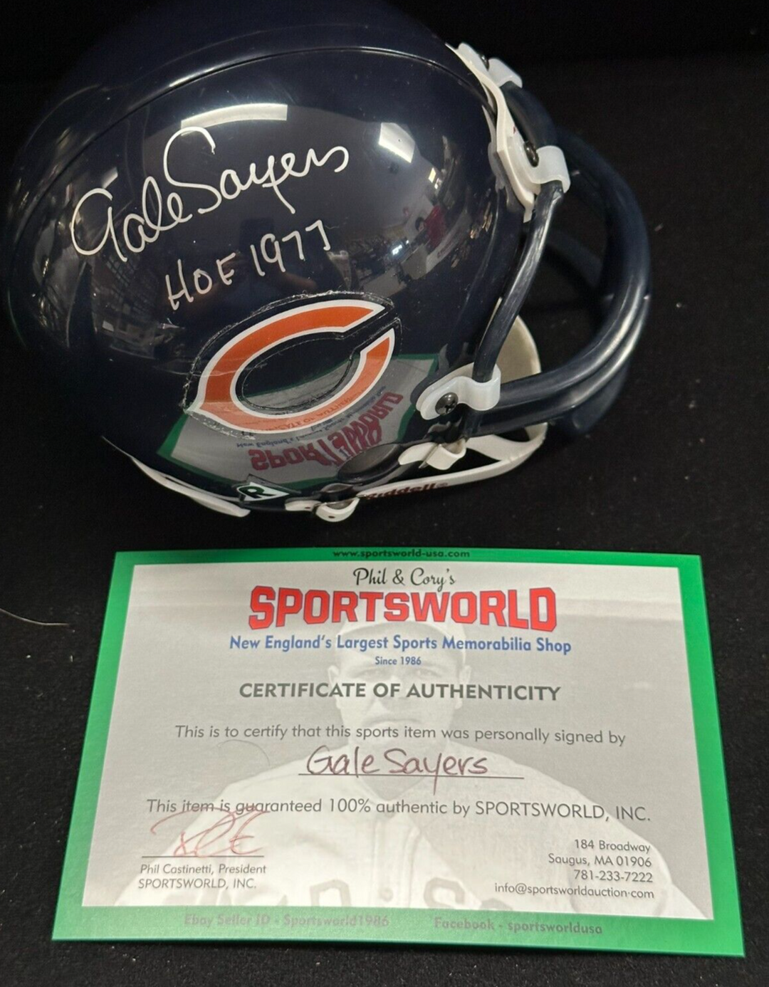 Gale Sayers Autographed Chicago Bears Riddel Mini Helmet W/ HOF 1977 Insc
