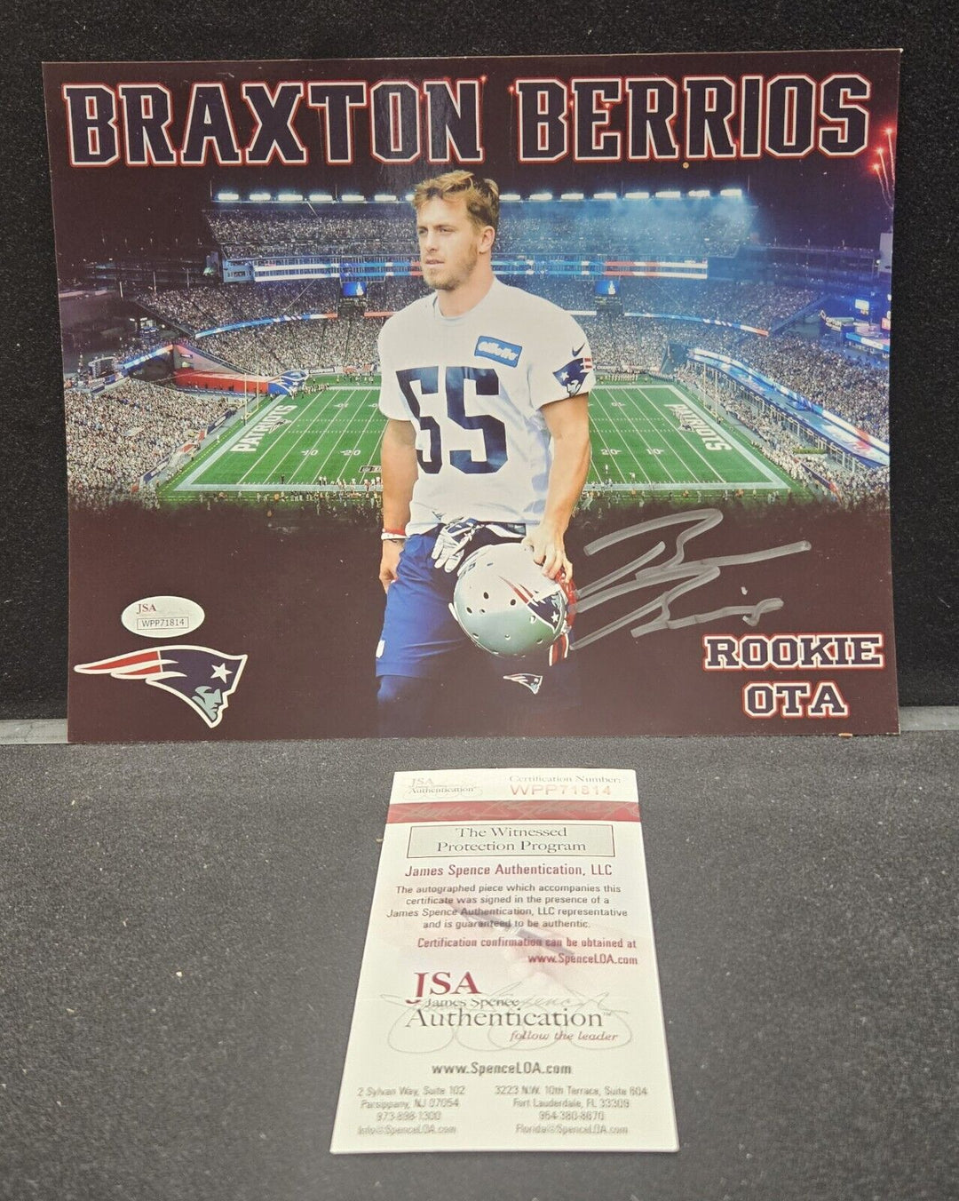 Braxton Berrios Signed New England Patriots 8x10 Photo JSA Witnessed COA