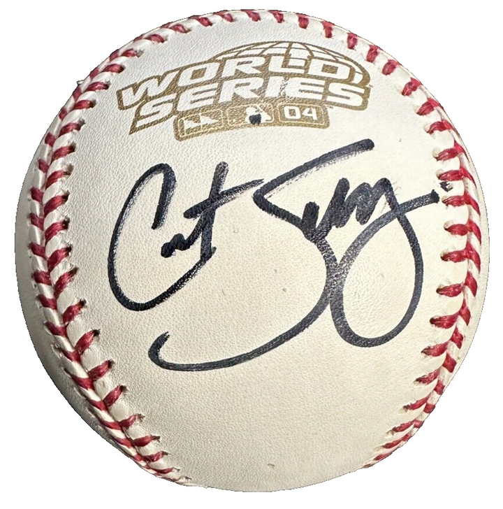 Curt Schilling & David Ortiz Autographed 2004 World Series Baseball Red Sox BAS