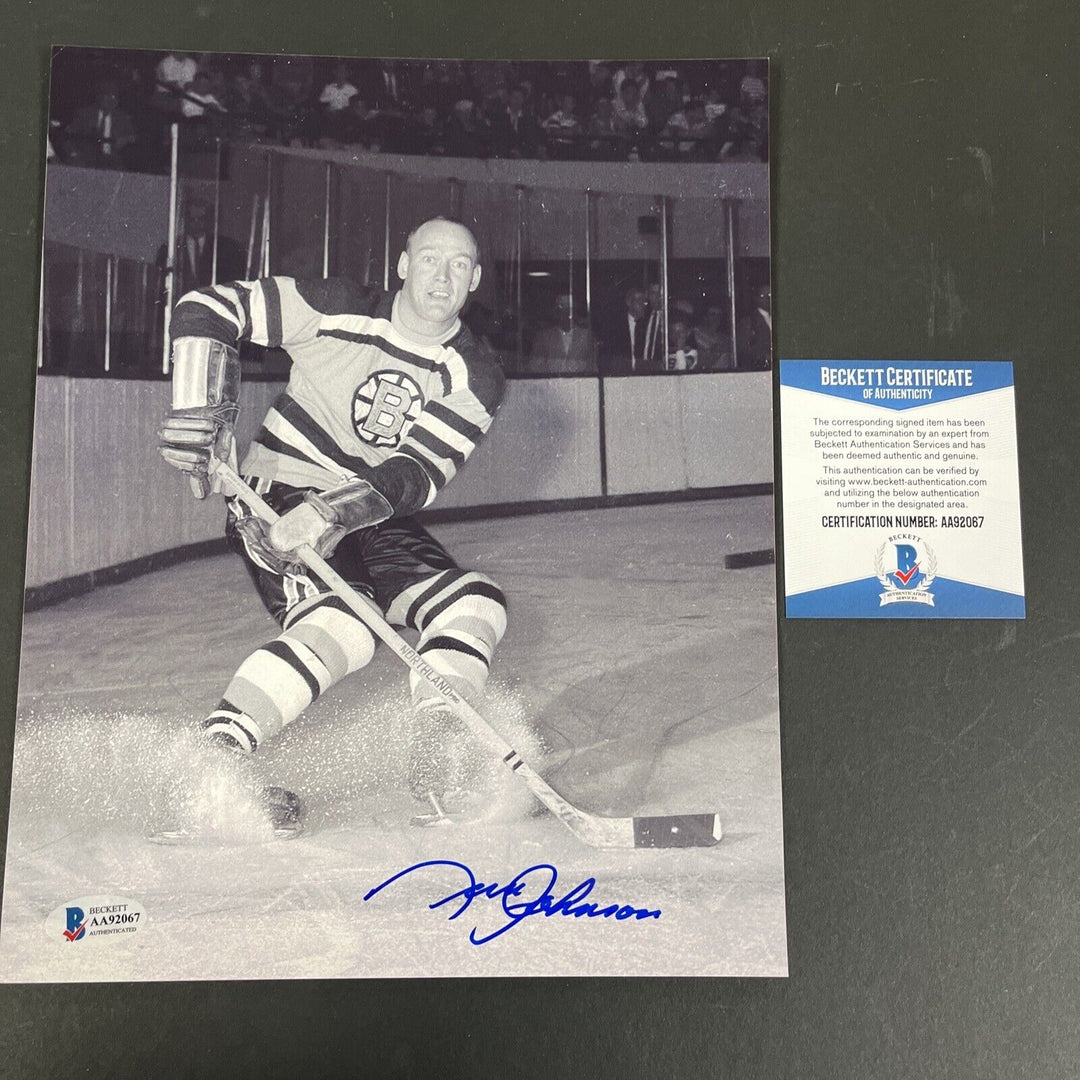 Norm Johnson Signed 8x10 Boston Bruins Beckett Sportsworld