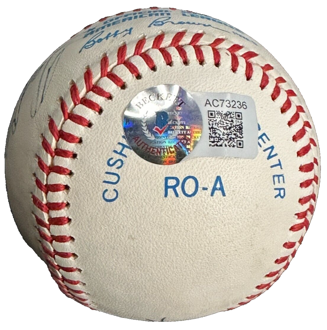 Ted Williams Carl Yastrzemski & Bobby Doerr Autographed OAL Baseball BAS Red Sox