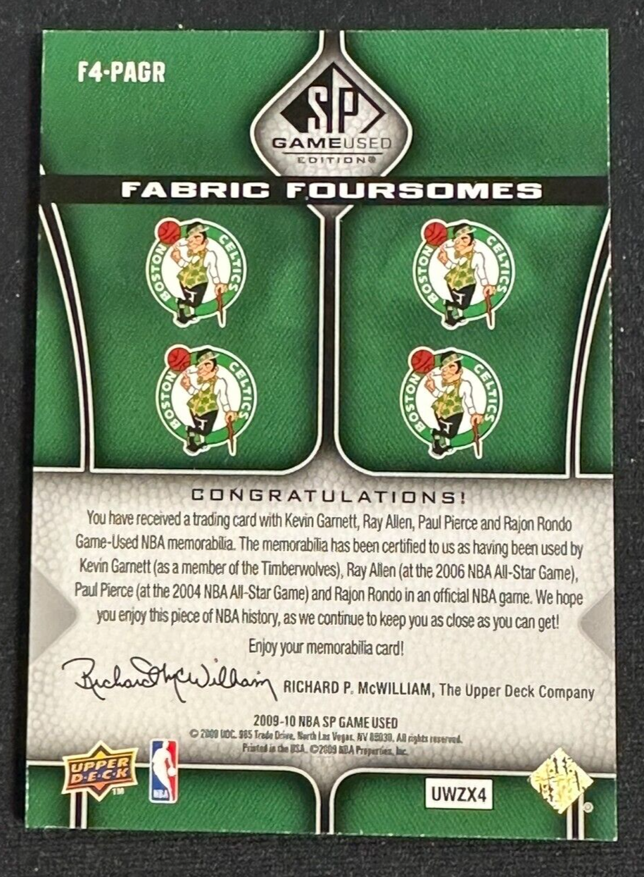2009-10 SP Game Used Fabric Foursomes Garnett Pierce Allen Rondo Jersey /50