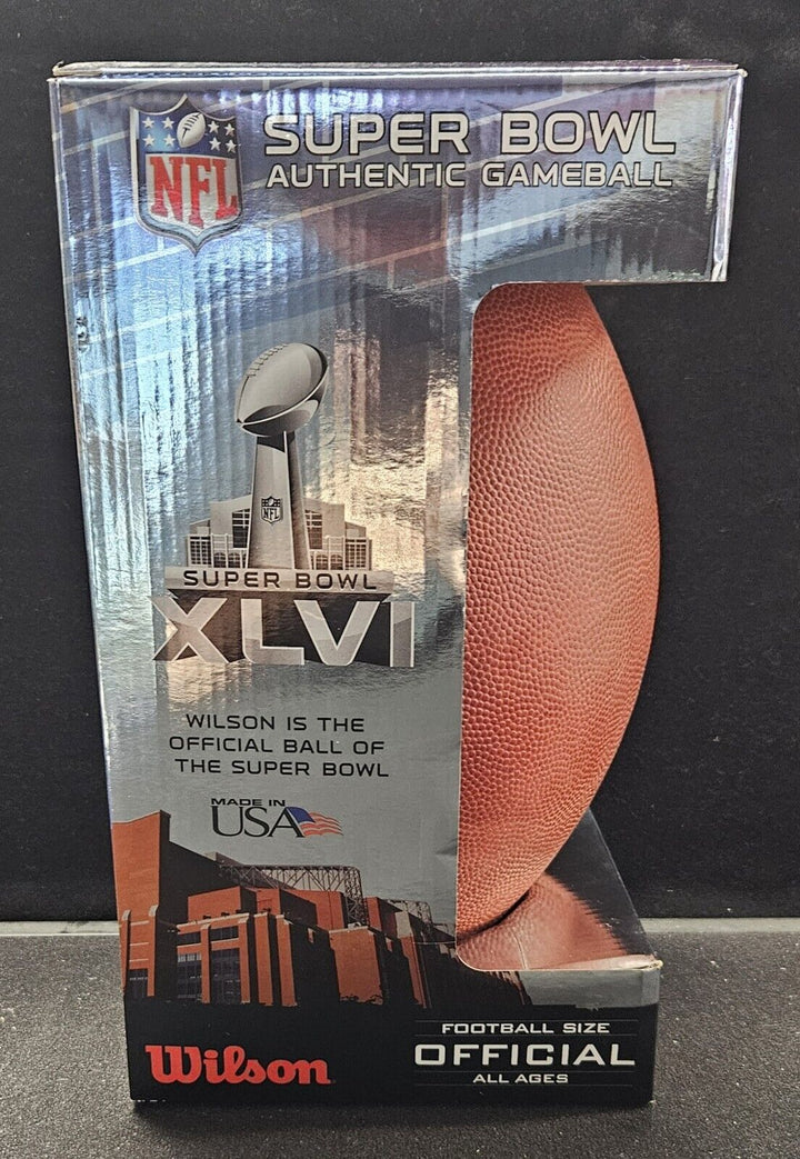 Official Wilson NFL "The Duke" Super Bowl XLVI (46) On Field Football Game Ball