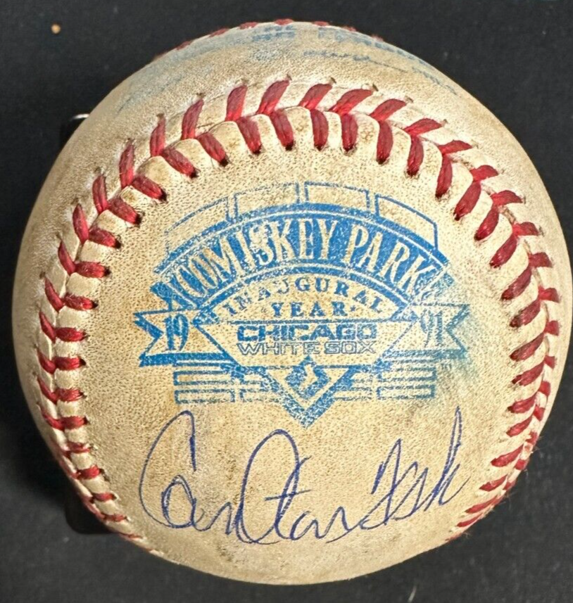 Carlton Fisk Autographed Comiskey Park Inaugural Season Game Baseball White Sox