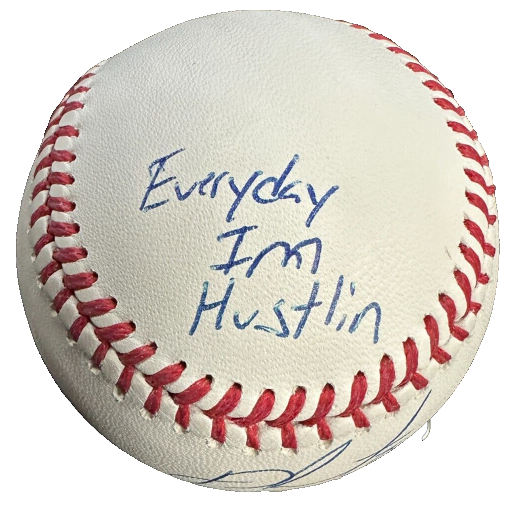 J.D. Martinez Autographed OML Baseball W/ Everyday I'm Hustlin Insc Red Sox