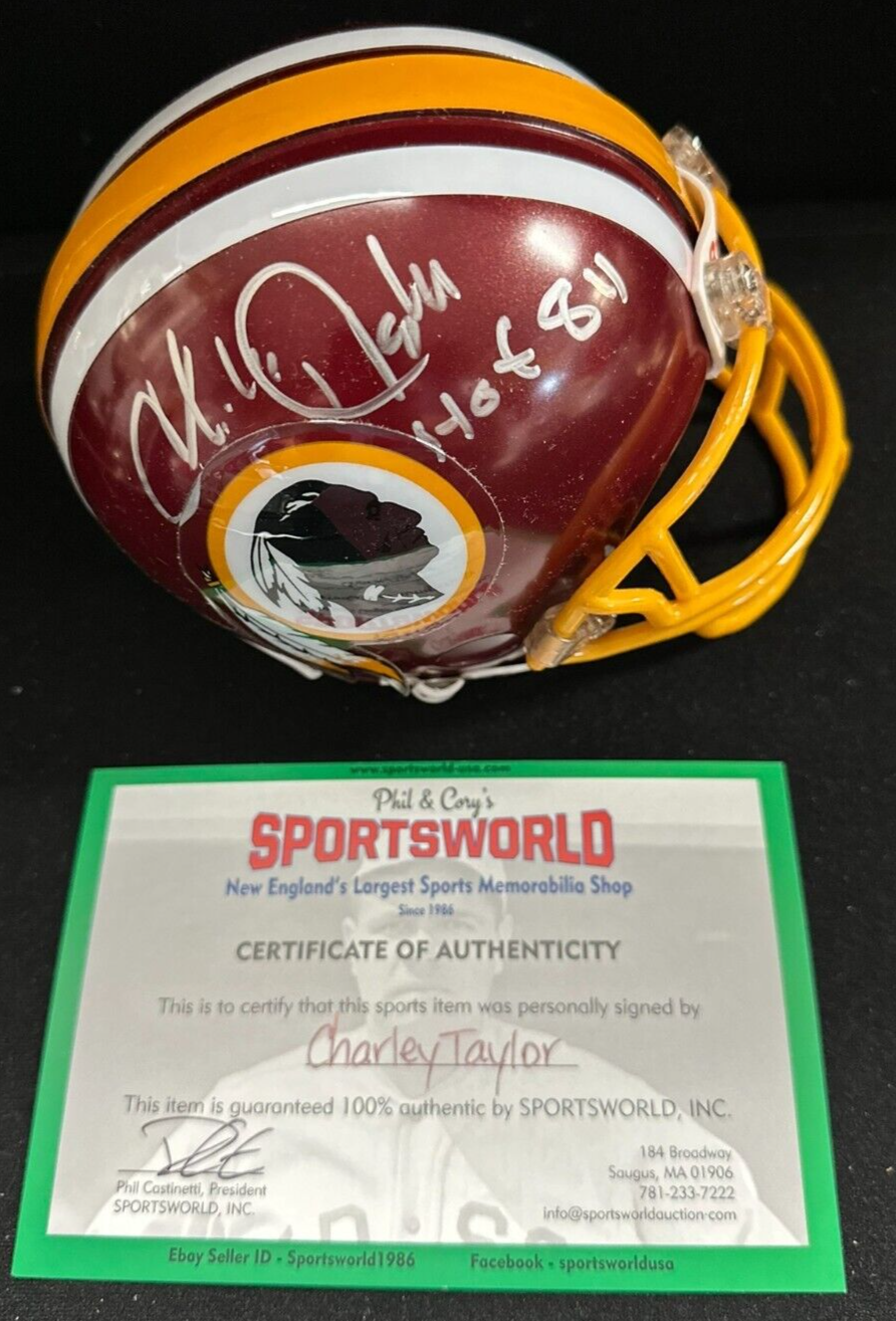 Charley Taylor Autographed Washington Redskins Mini Helmet W/ HOF 84 d. 2022