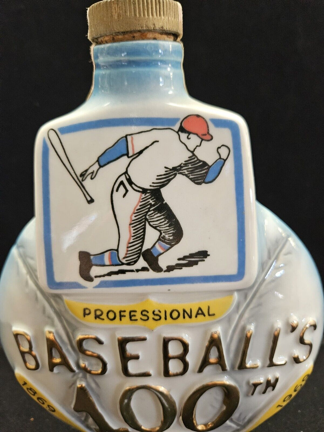 1969 Jim Beam Professional Baseballs 100th Anniversary Decanter Empty