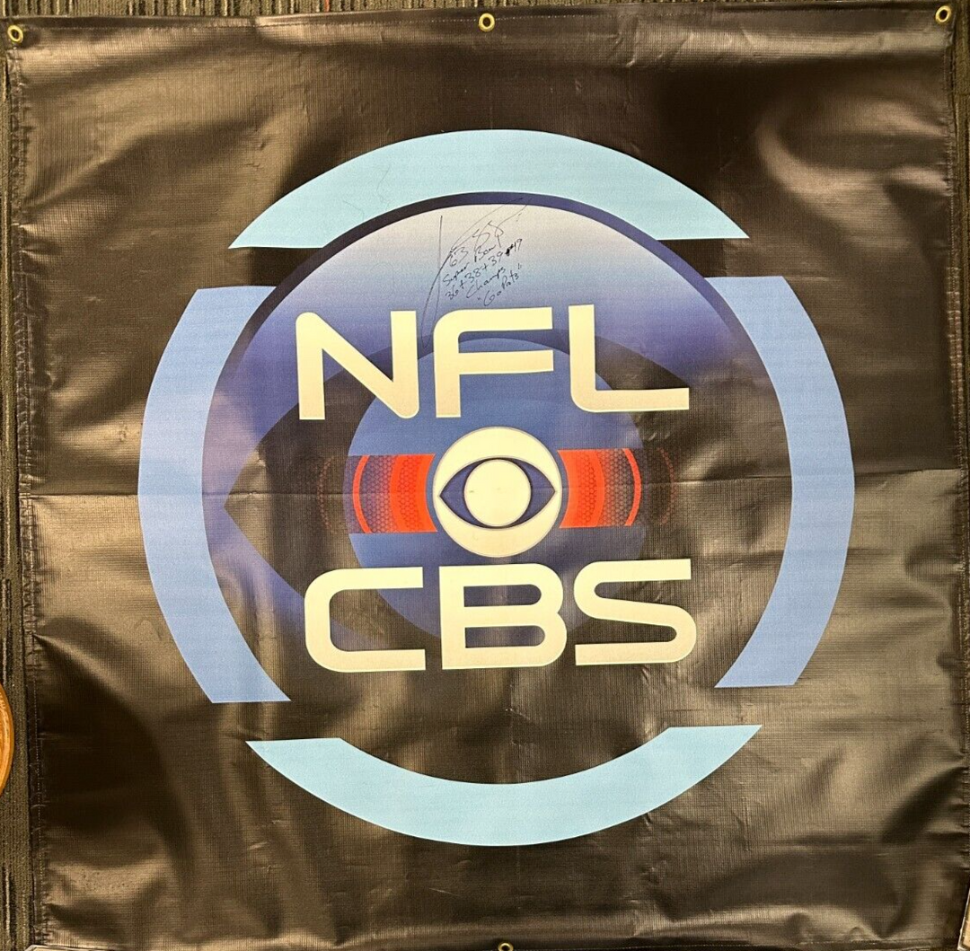 Joe Andruzzi Autographed NFL on CBS Banner Gilette Stadium New England Patriots