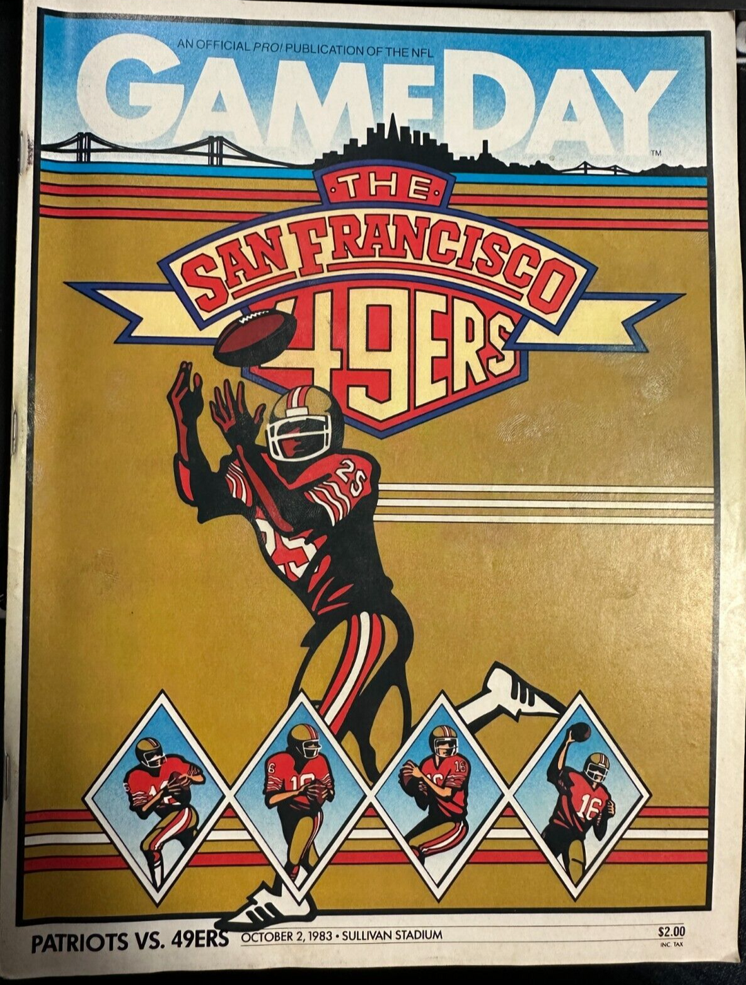 10/2/1983 New England Patriots & San Francisco 49ers Program Ticket 33-13 SF