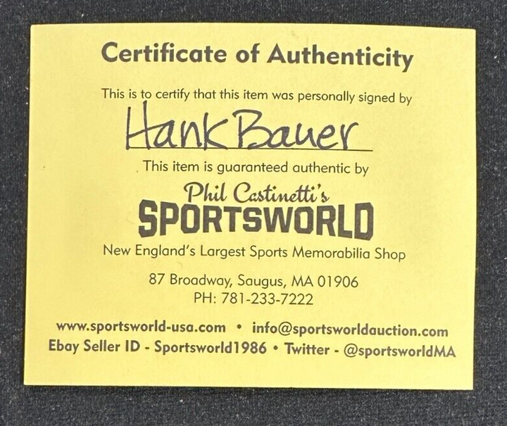 Hank Bauer Autographed Official Major League Baseball W/ 7x WS Champs