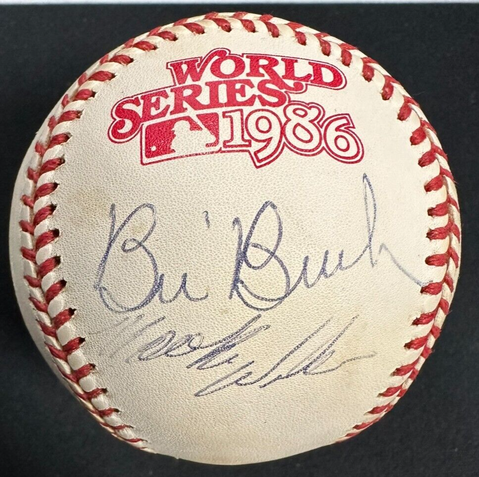 Bill Buckner & Mookie Wilson Autographed 1986 World Series Baseball Steiner