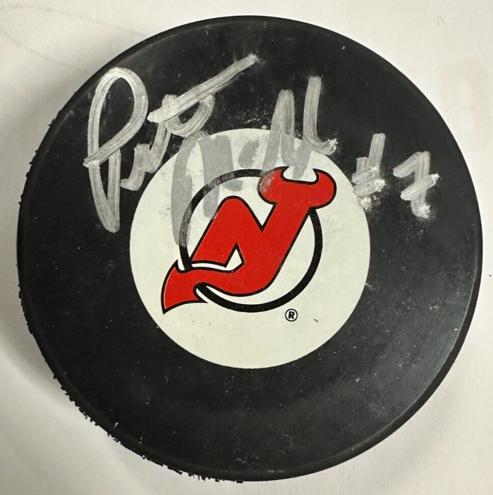 Peter McNab Autographed New Jersey Devils Hockey Puck NHL