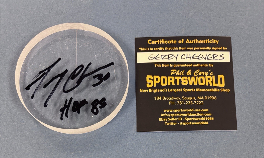 Gerry Cheevers Signed With HOF 89 Original Boston Garden Glass Piece Sportsworld