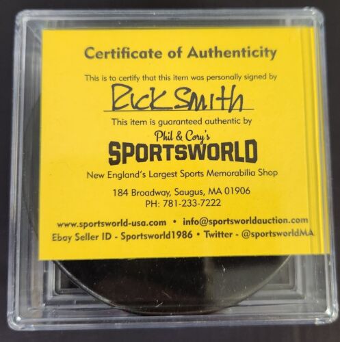  Rick Smith Signed 100th Year Boston Bruins Hockey Puck COA