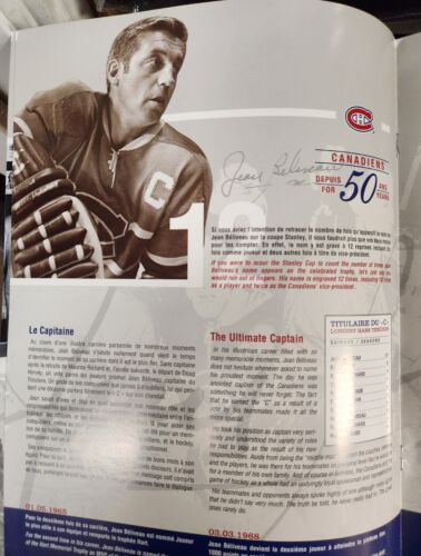 Jean Beliveau Signed 50 Year Tribute Program Montreal Canadiens HOF COA