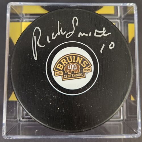  Rick Smith Signed 100th Year Boston Bruins Hockey Puck COA