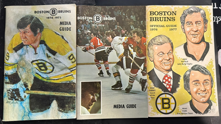 1974-75, 1975-76 & 1976-77 Boston Bruins Official Media Guides NHL