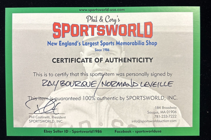 Normand Leveille /Ray Bourque Boston Bruins Signed Framed Photo COA 8x10