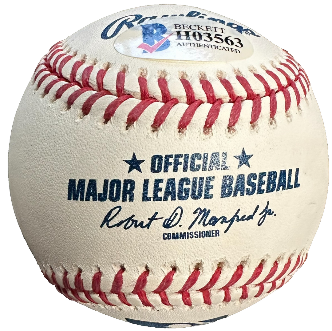 Wander Franco Autographed Rawlings OML Baseball Tamp Bay Rays BAS