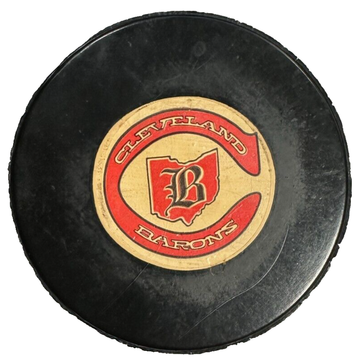 1976-1978 Cleveland Barons Game Used Viceroy Ice Hockey Puck NHL