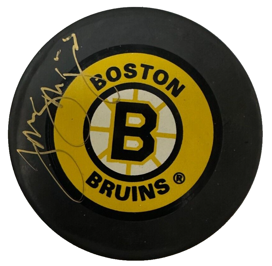 Tom Songin Autographed Boston Bruins Hockey Puck NHL