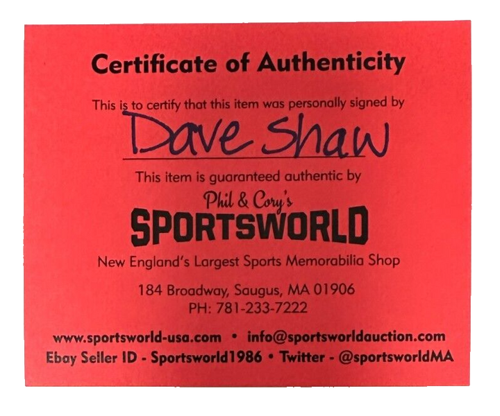 Dave Shaw Autographed Boston Bruins Hockey Puck NHL