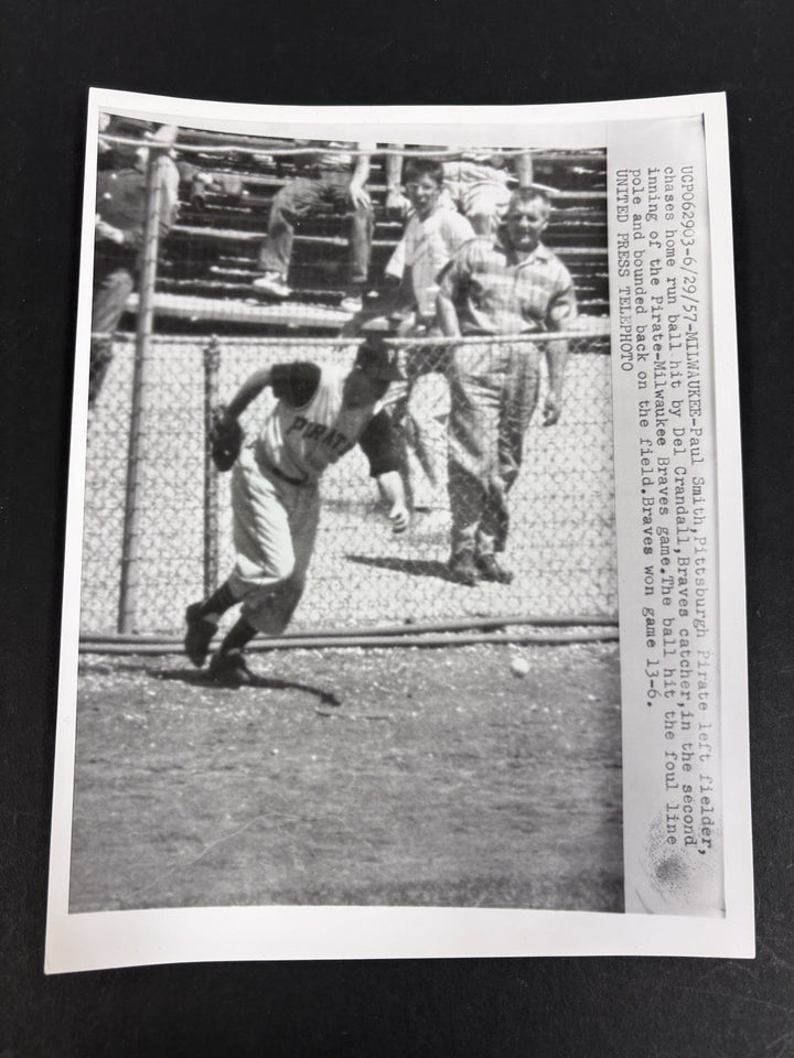 1957 Original 7x9 Newspaper Wire Photo Paul Smith Pittsburgh Pirates