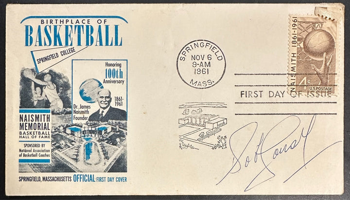 Bob Cousy Autographed 1961 Basketball Hall of Fame FDC Cachet Celtics HOF BAS