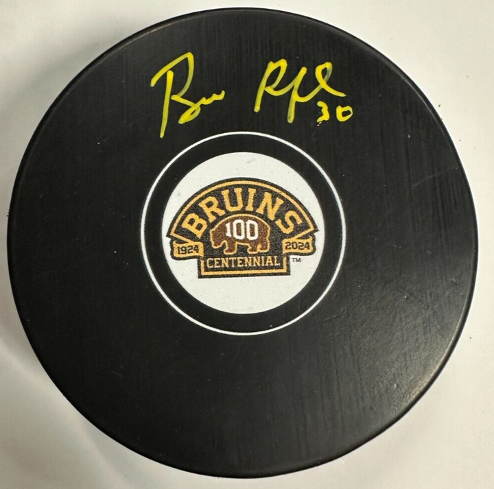 Bill Ranford Autographed Boston Bruins 100th Anniversary Puck NHL