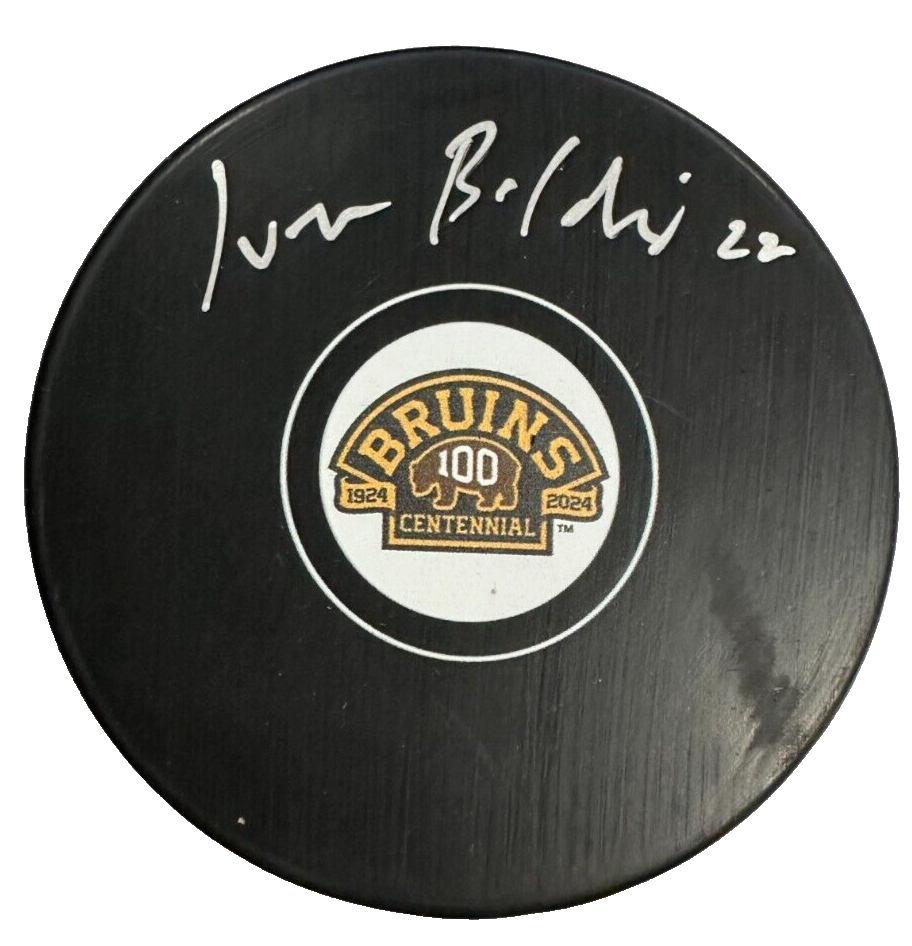 Ivan Boldirev Autographed Boston Bruins 100th Anniversary Hockey Puck NHL
