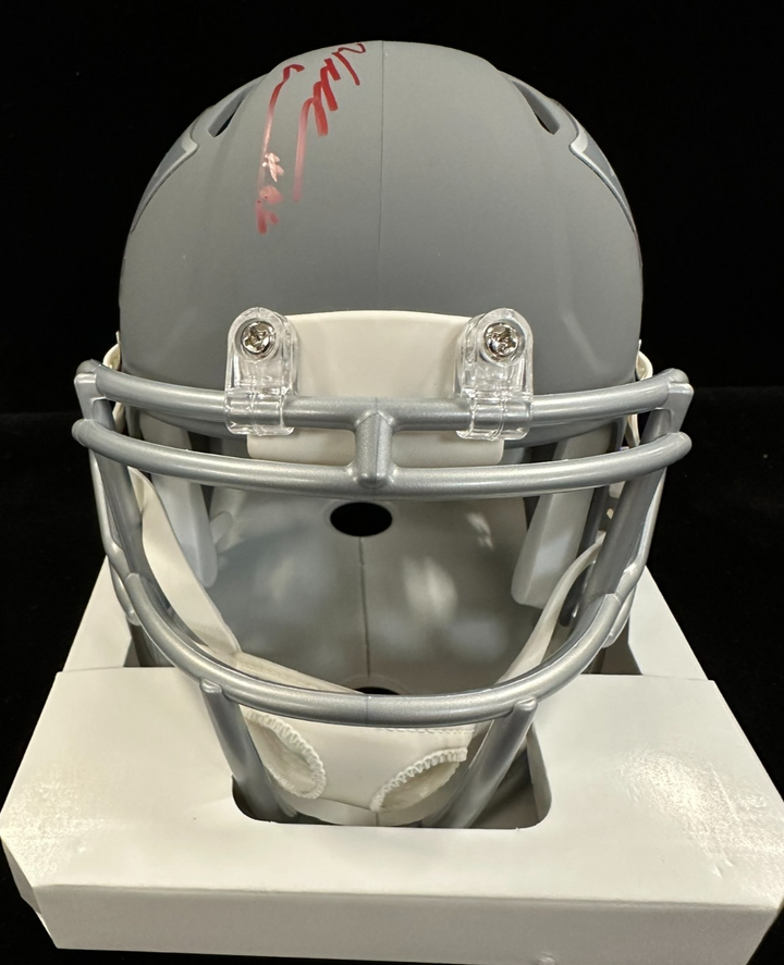 Will Campbell Autographed New England Patriots Slate Mini Speed Helmet JSA