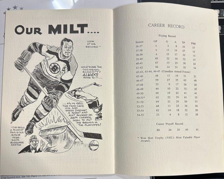 Eddie Shore & Milt Schmidt Signed Milt Schmidt Testimonial Dinner Program BAS