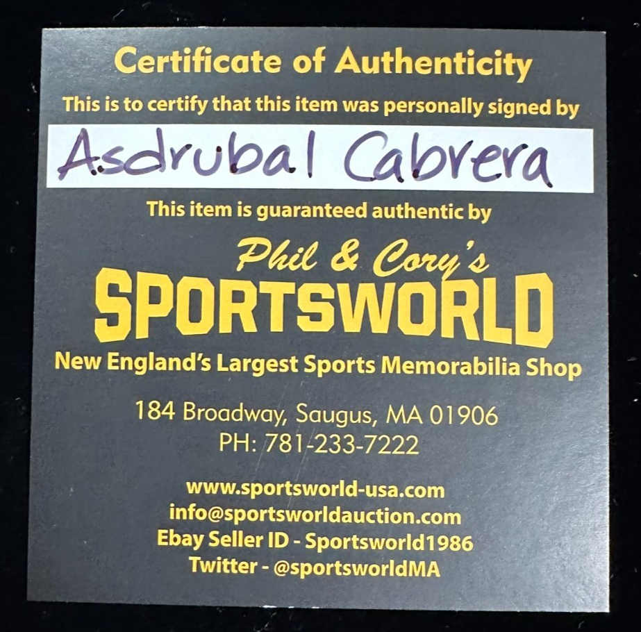 Asdrubal Cabrera Autographed Official Major League Baseball Indians