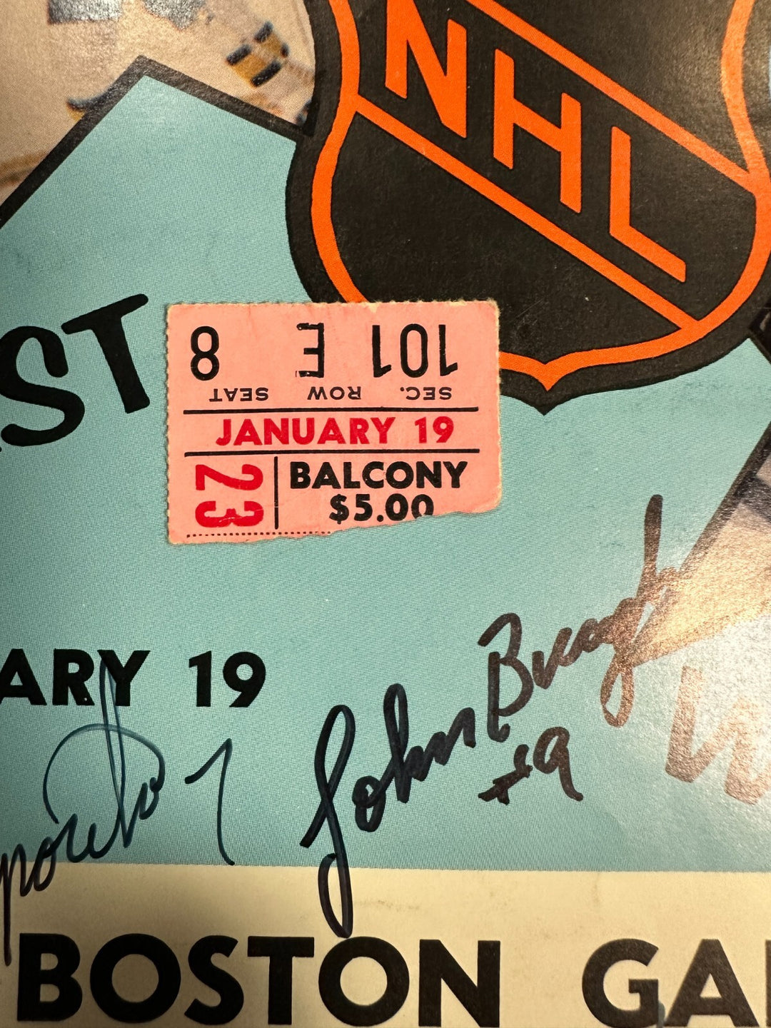 1971 NHL All-Star Gane Autographed Program & Ticket Stub Esposito Bucyk BAS