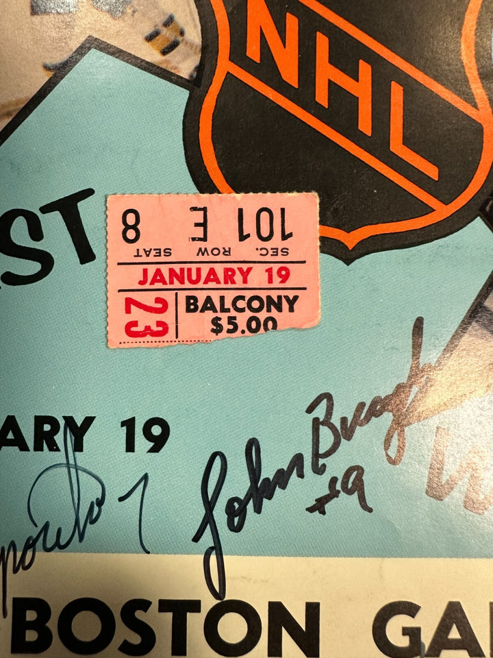 1971 NHL All-Star Gane Autographed Program & Ticket Stub Esposito Bucyk BAS