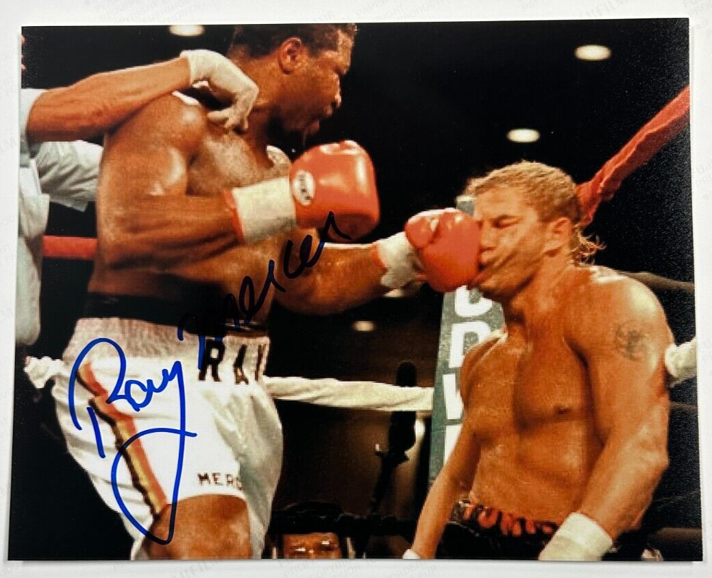 Merciless Ray Mercer Pounding Tommy Morrison Autographed 8x10 Photo