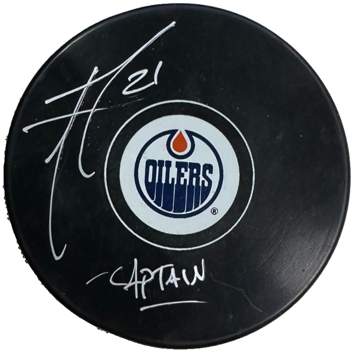 Andrew Ference Autographed Edmonton Oilers Hockey Puck JSA W/ Captain Insc