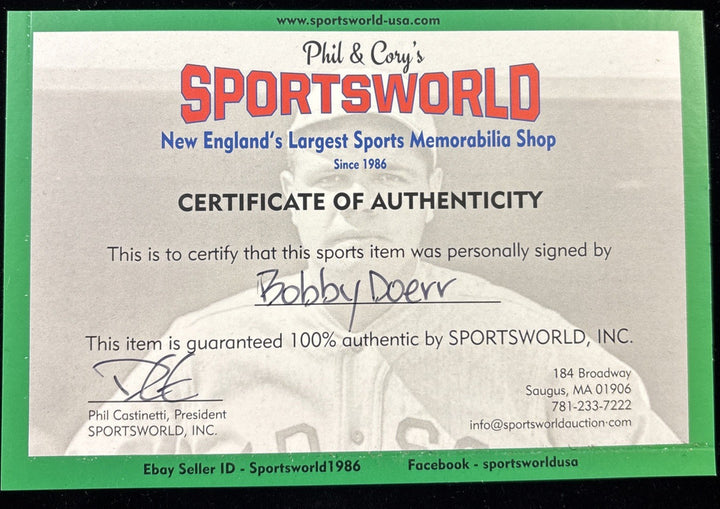 Bobby Doerr Boston Red Sox Autographed Framed Photo 16x13 COA