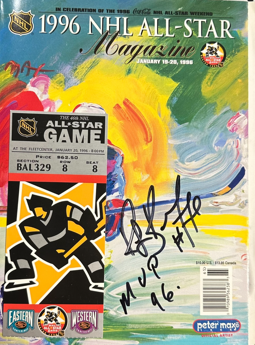 Ray Bourque Signed 1996 NHL All-Star Game Program & Ticket Stub W/ 96 MVP