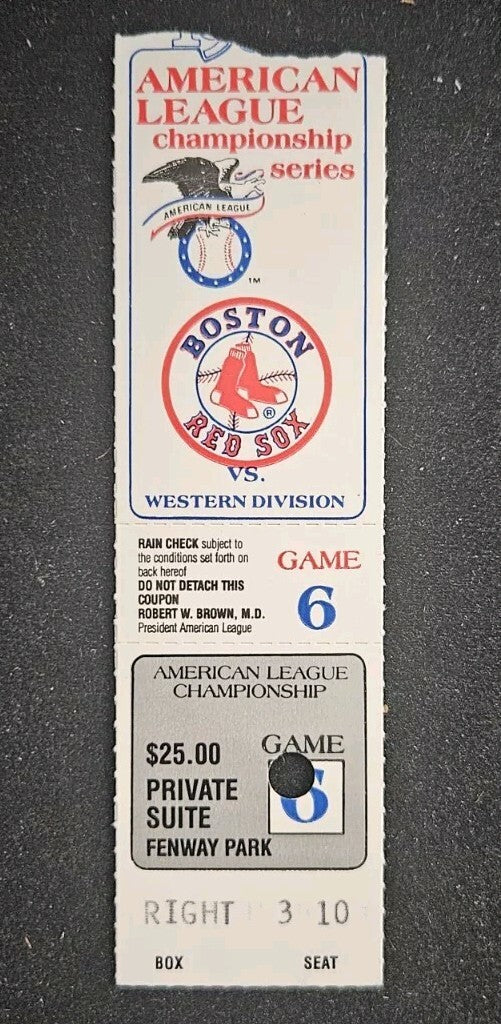 1986 Angels vs. Red Sox ALCS Game 6 Program & Ticket Stub