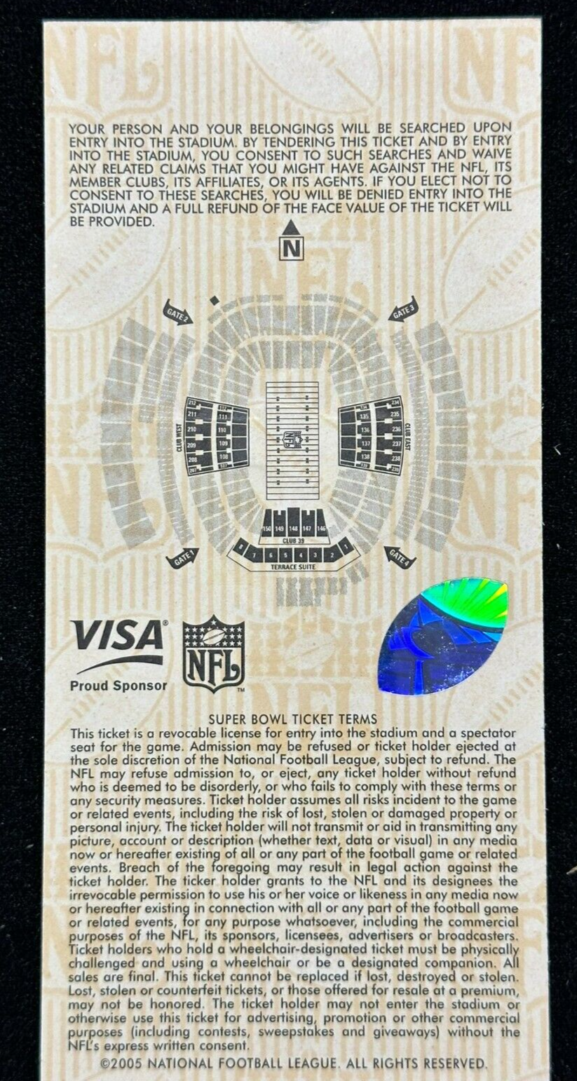Adam Vinatieri Signed Super Bowl XXXIX Program & Ticket Stub JSA Patriots