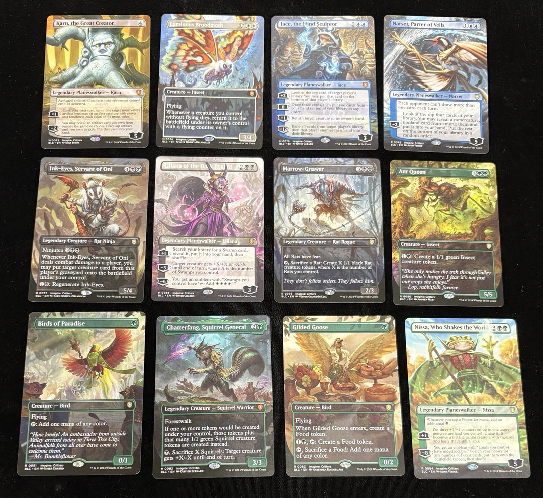 MTG Bloomburrow Commander Imagine Critters Set Karn Jace Chatterfang Nissa