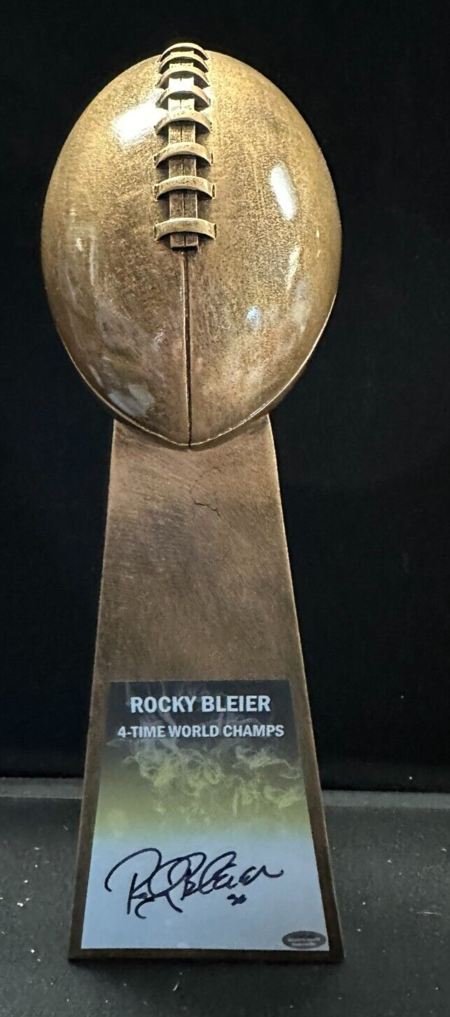 Rocky Bleier Autographed 4x Super Bowl Champion Replica Lombardi Trophy